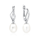 Cercei argint lungi cu perle naturale albe si tortita DiAmanti SK22110EL_W-G